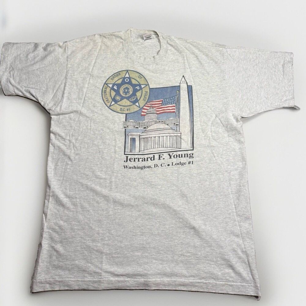 Vintage‎ Single Stitch Fraternal Order Police DC Graphic Print T Shirt Men’s XL